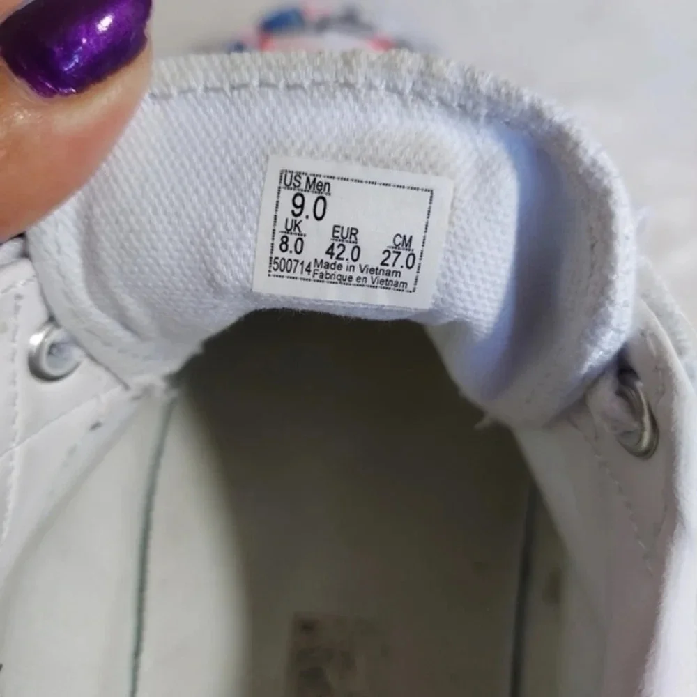 Handcrafted Colorful‎ Doodles and Directions White Van's on white background